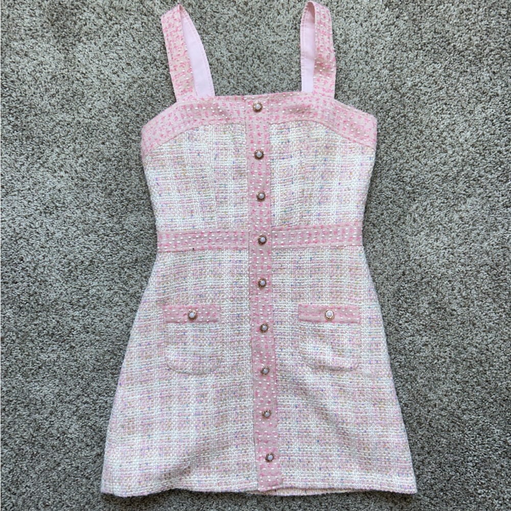 Amanda Uprichard Pink Tweed Dress